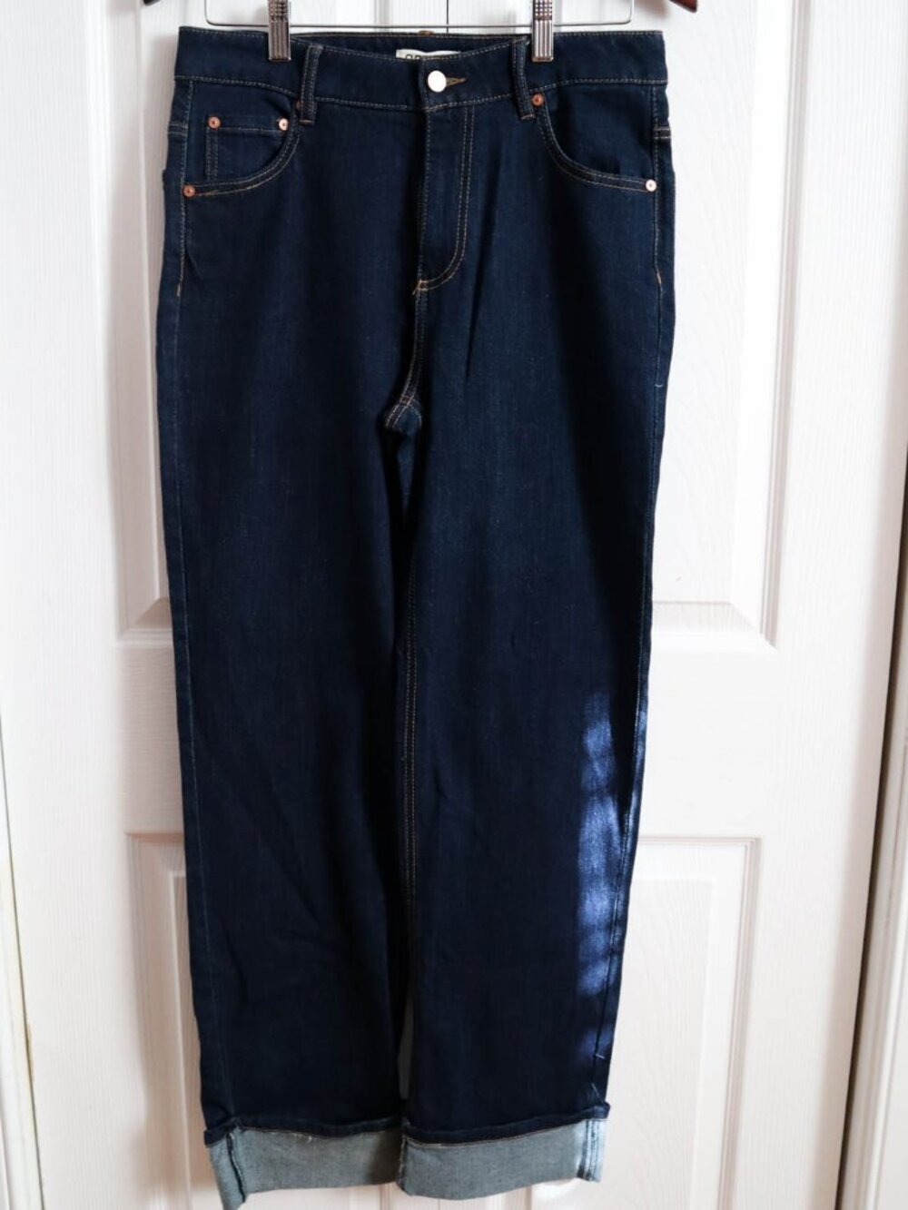 OAT New York Dark Wash Denim Cuffed Straight Legged Jeans Sz 6/28 30" Waist